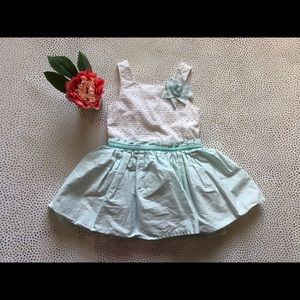 White and turquoise dress